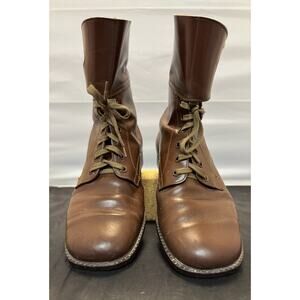 Kanon Brown Leather Military Boots 2-Buckle Sz 40 Mens 7.5 Womens 9 VTG 1960s